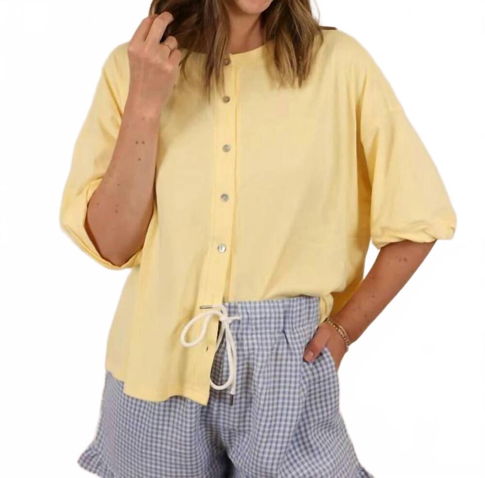 NEW SEWN AND SEEN oversized button front top in yellow
